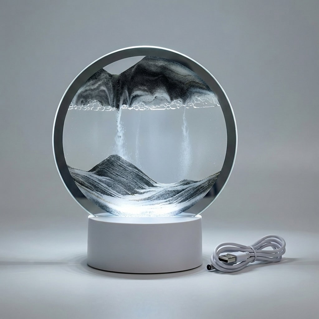 Table Lamp Sand Art Modern Circular Moving Sand Lamp LED Décor - Image 7