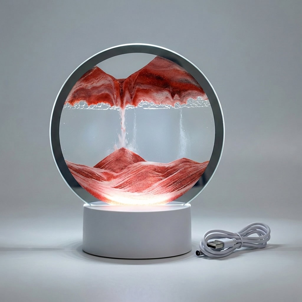 Table Lamp Sand Art Modern Circular Moving Sand Lamp LED Décor - Image 8