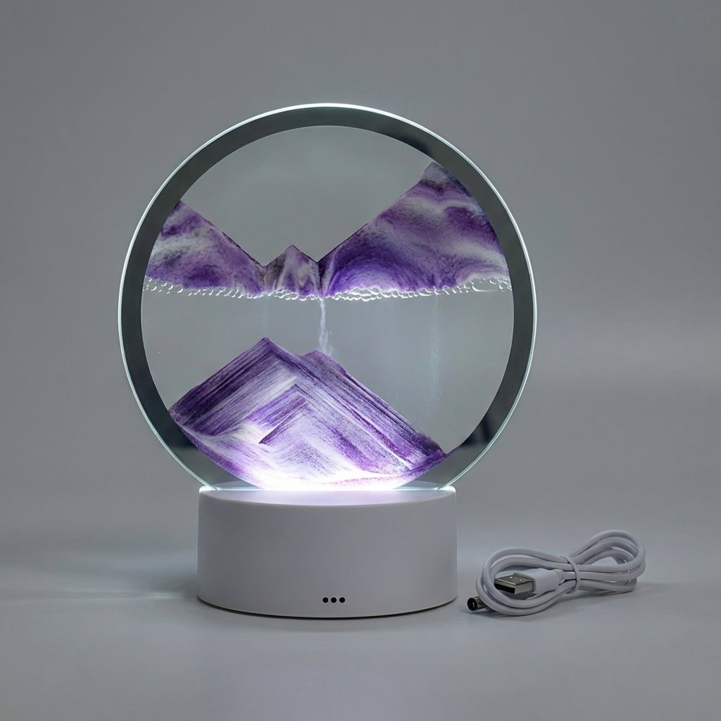 Table Lamp Sand Art Modern Circular Moving Sand Lamp LED Décor - Image 9