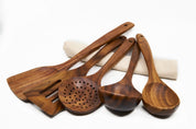 Wooden Cooking Utensil Set 5-Piece Walnut Kitchen Tools - Image 4