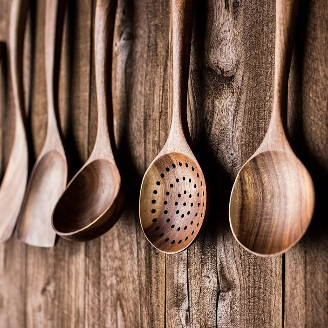 Wooden Cooking Utensil Set 5-Piece Walnut Kitchen Tools - Image 6