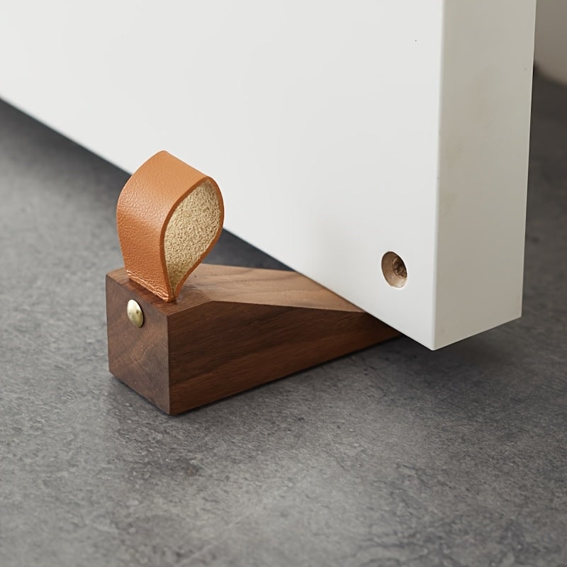Wooden Door Stopper Minimalist Scandinavian Design Non-Slip Wedge - Image 1