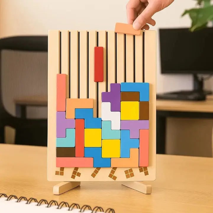 Wooden Puzzle Game Desk Fun Brain Break Activity Adults - Image 4