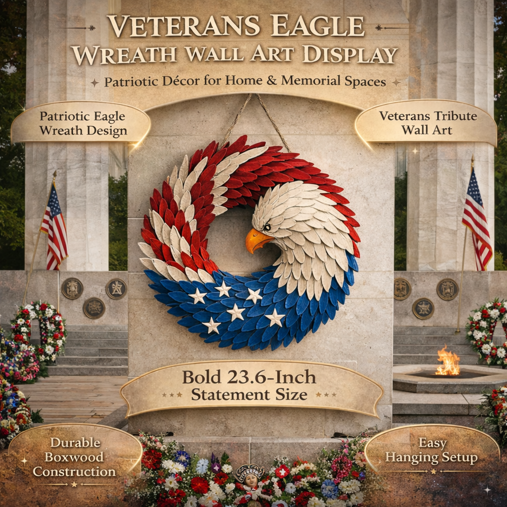 Wreath Front Door Patriotic Decor Eagle Design - Image 3