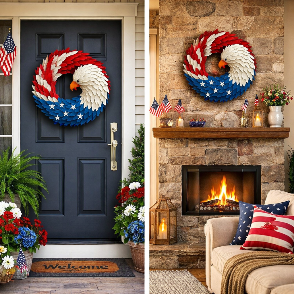 Wreath Front Door Patriotic Decor Eagle Design - Image 5